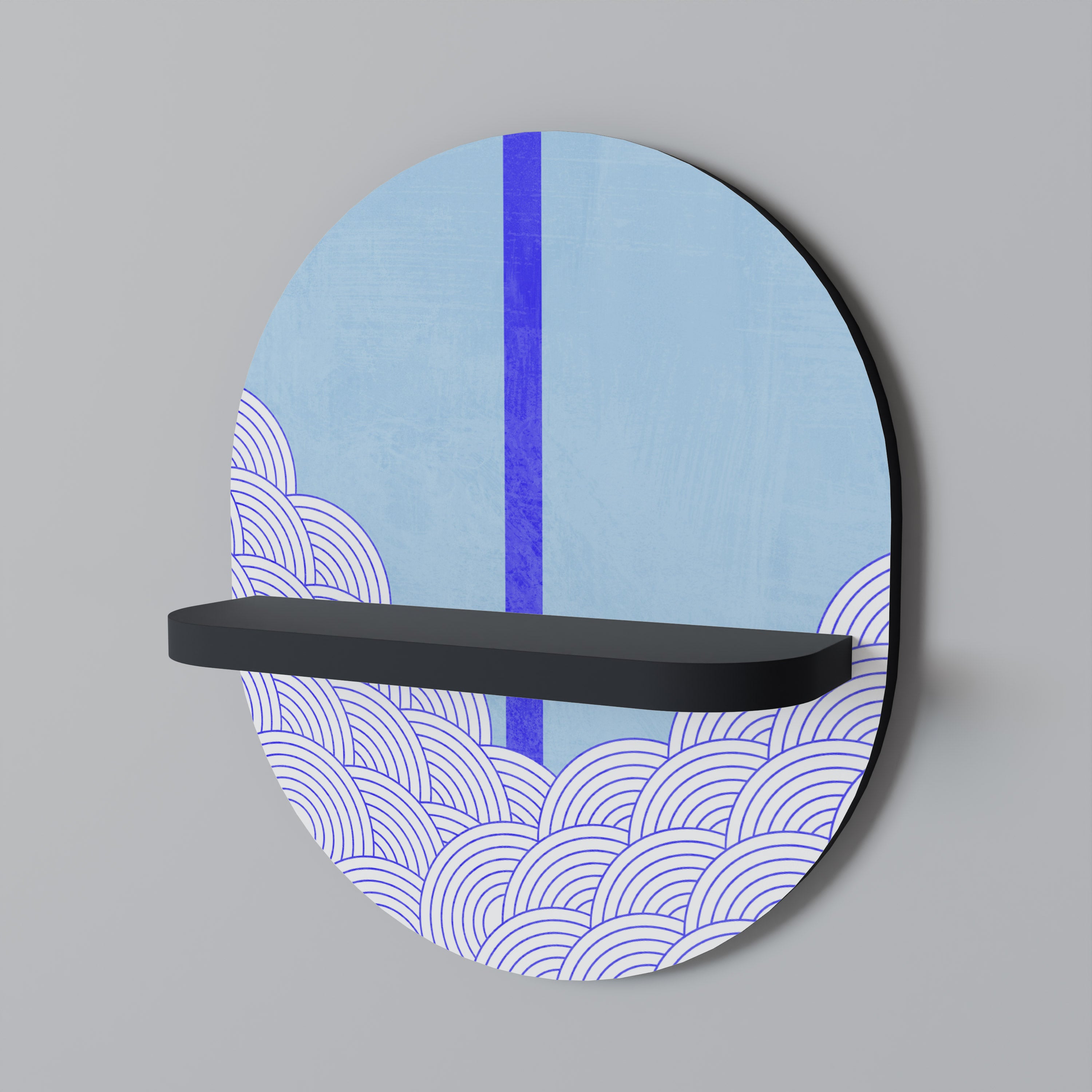 TIDAL Stripe Oval konsthylla i svart finish
