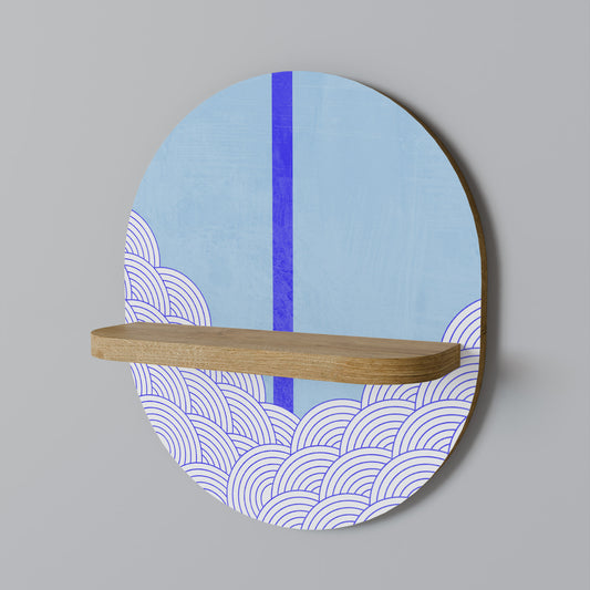 TIDAL STRIPE Oval Art Shelf In Oak Effect