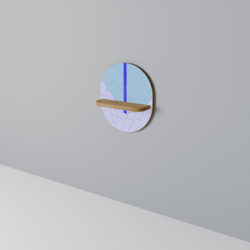 TIDAL STRIPE oval konsthylla i ekeffekt