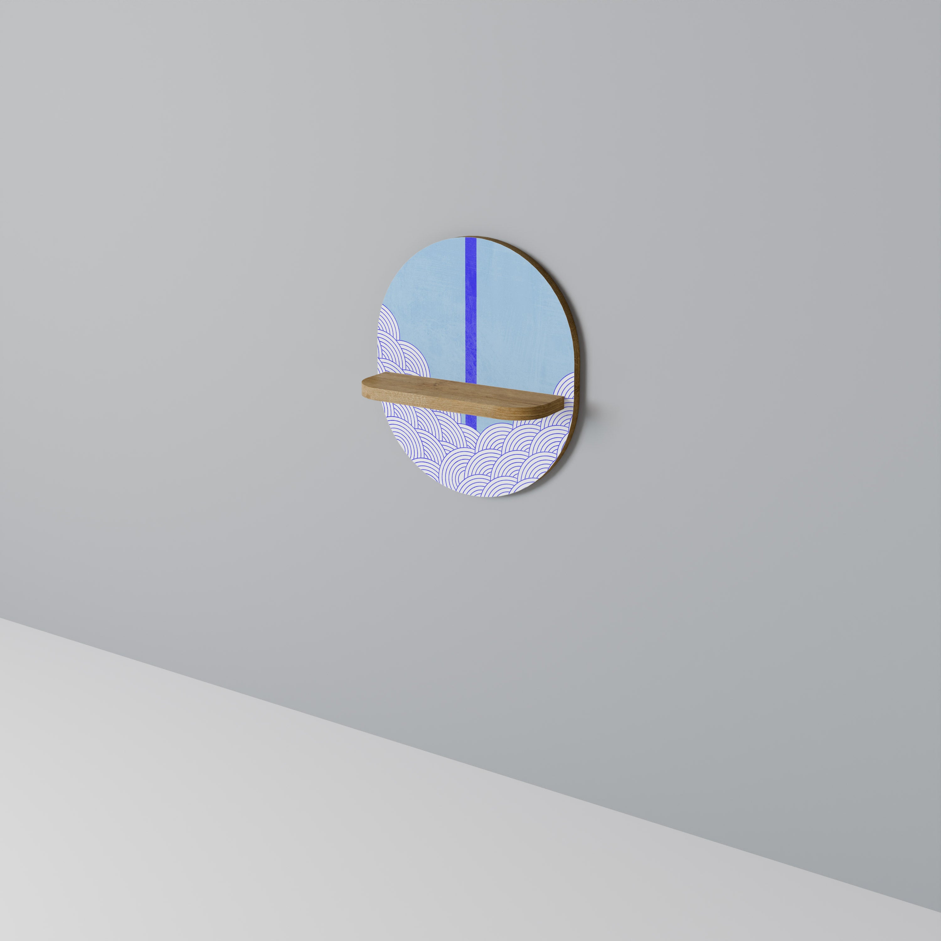 TIDAL STRIPE oval konsthylla i ekeffekt