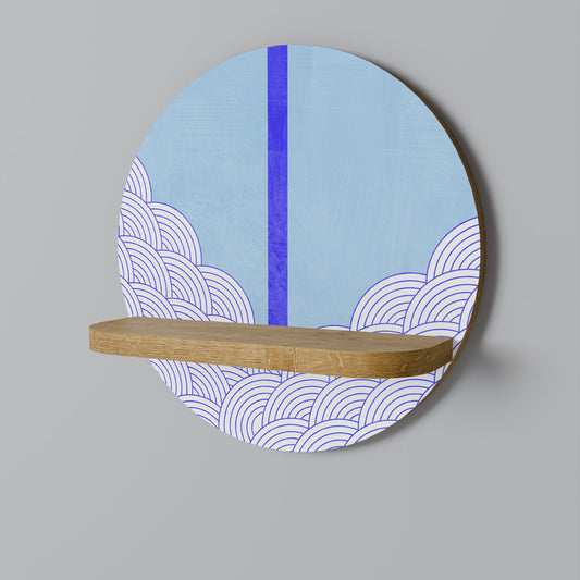 TIDAL STRIPE Round Art Shelf In Oak Effect
