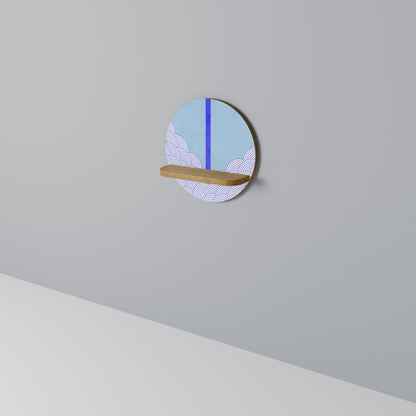 TIDAL STRIPE Round Art Shelf In Oak Effect