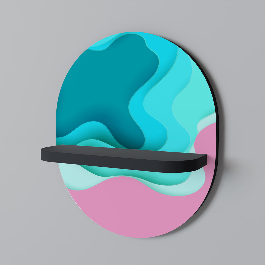 CYANISK ABYSS Oval konsthylla i svart finish