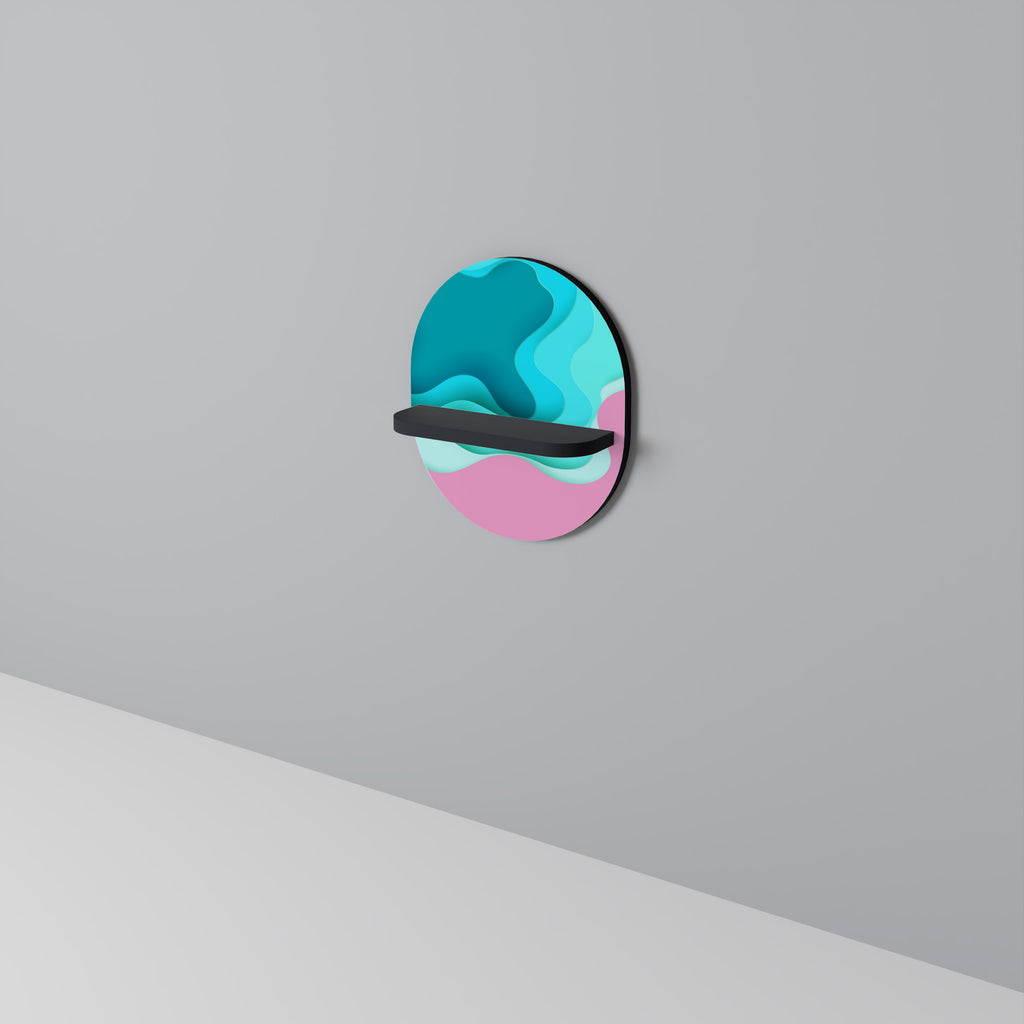 CYANISK ABYSS Oval konsthylla i svart finish