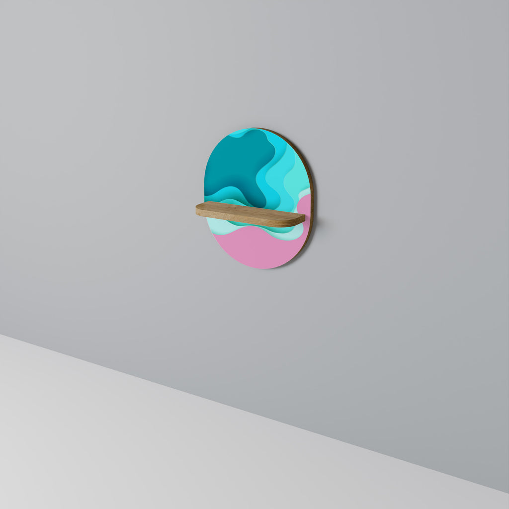 CYANISK ABYSS Oval konsthylla i ekeffekt