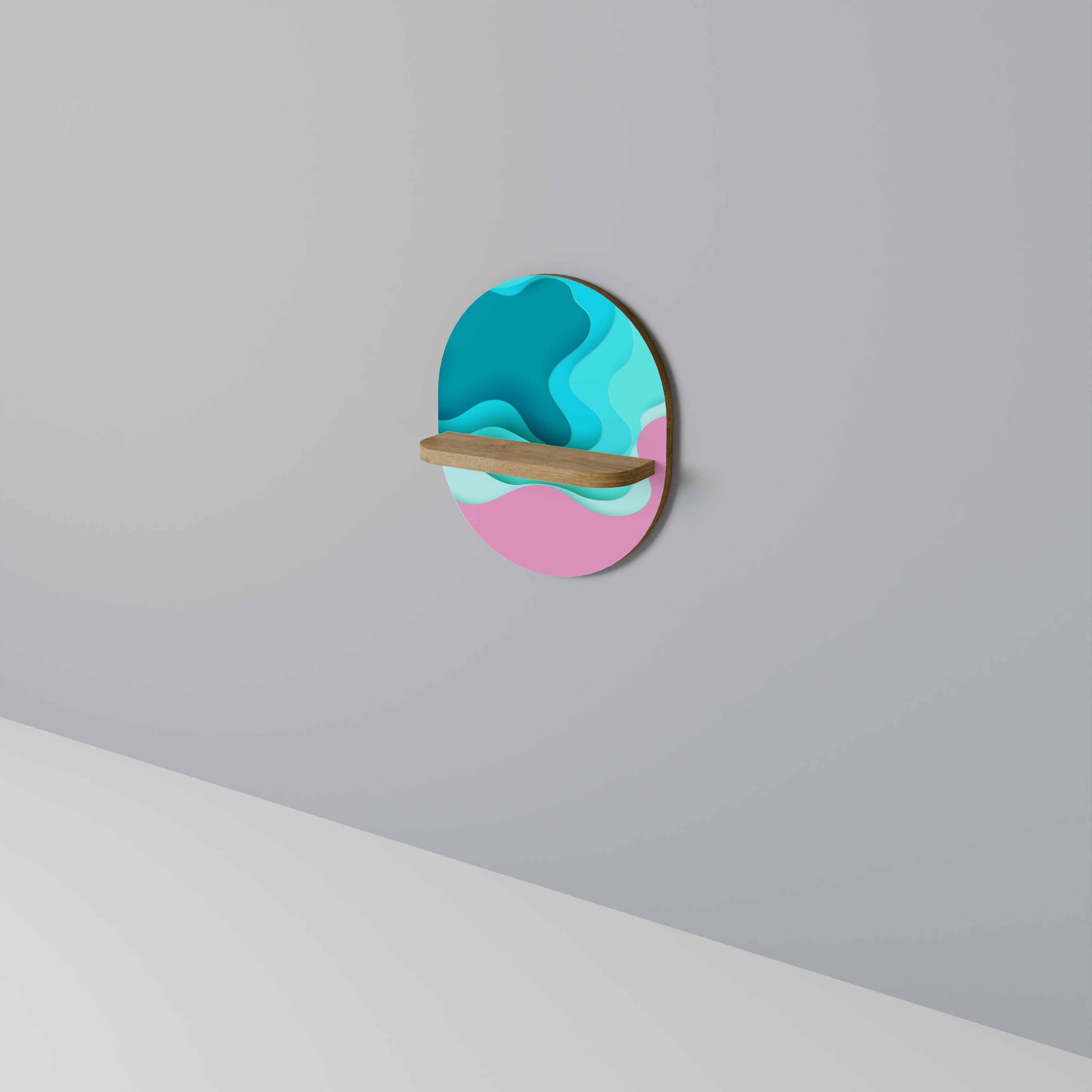 CYANISK ABYSS Oval konsthylla i ekeffekt