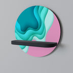 CYANISK ABYSS Rund konsthylla i svart finish