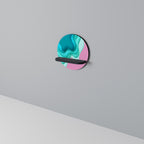 CYANISK ABYSS Rund konsthylla i svart finish