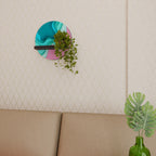 CYANISK ABYSS Rund konsthylla i svart finish