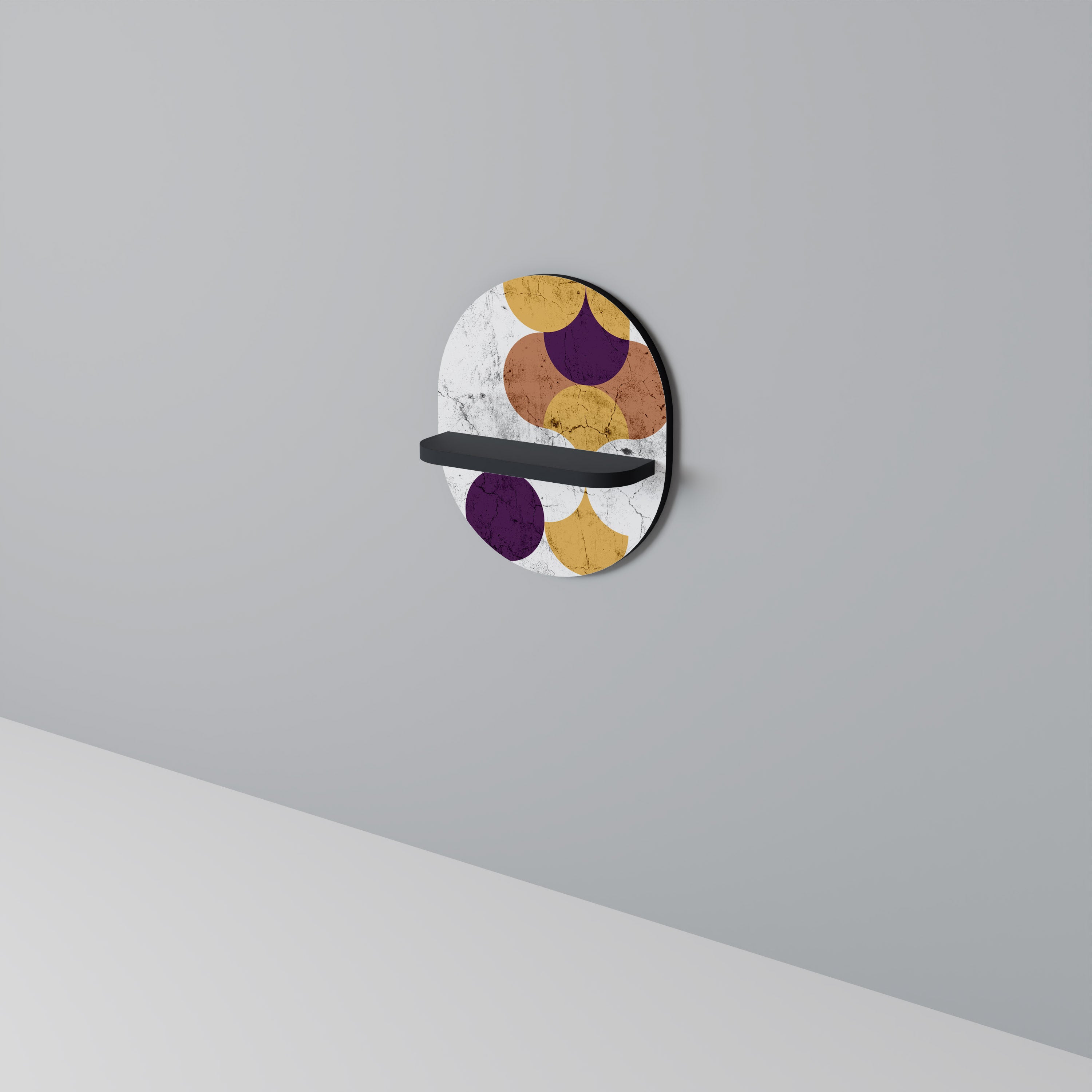 KRUCKAD GEOMETRI Oval konsthylla i svart finish