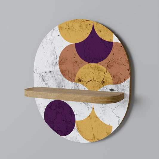 CRACKED GEOMETRY Oval Art Shelf In Oak Effect
