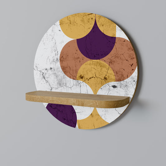 CRACKED GEOMETRY Round Art Shelf In Oak Effect