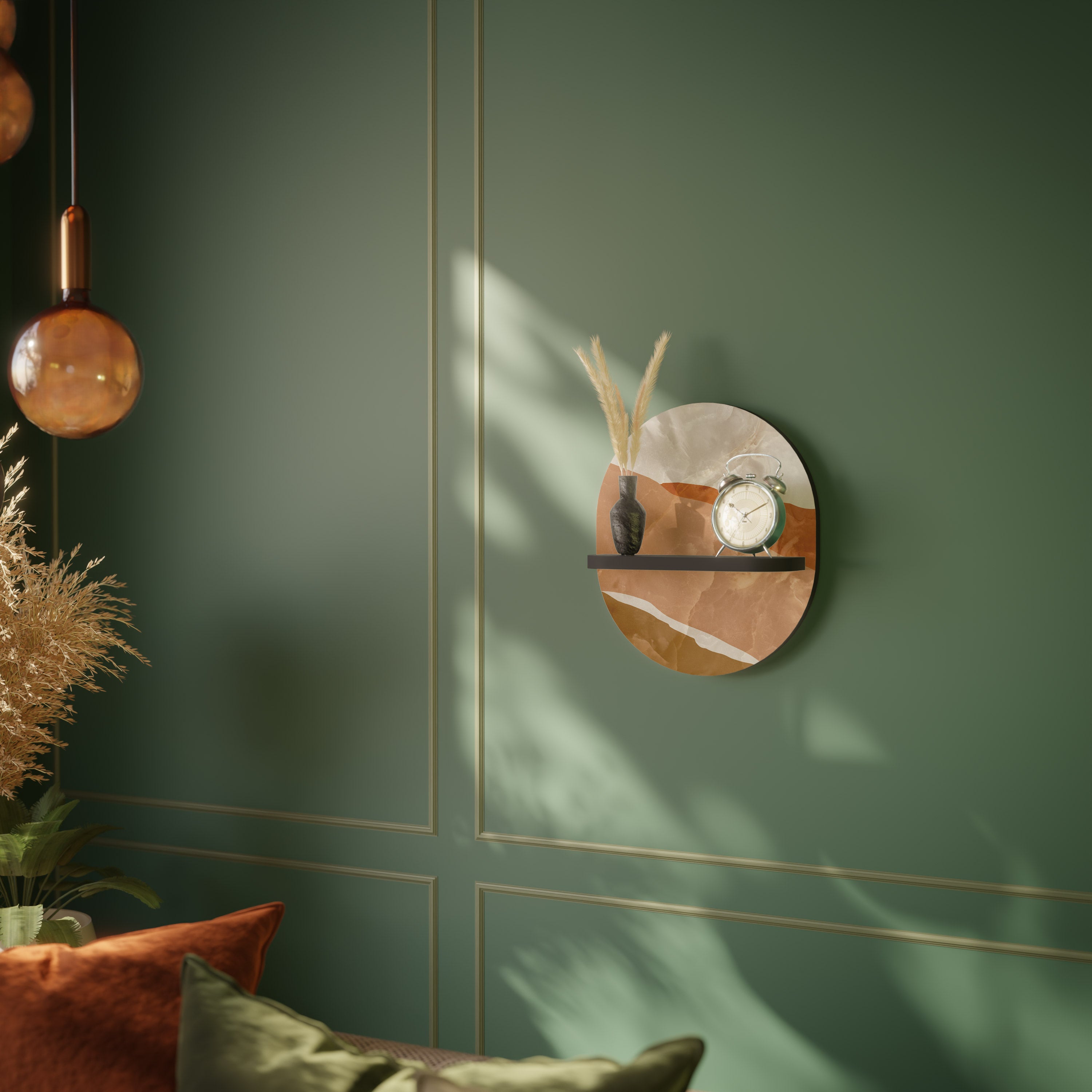 SANDHILLS SPLENDOR Oval konsthylla i svart finish