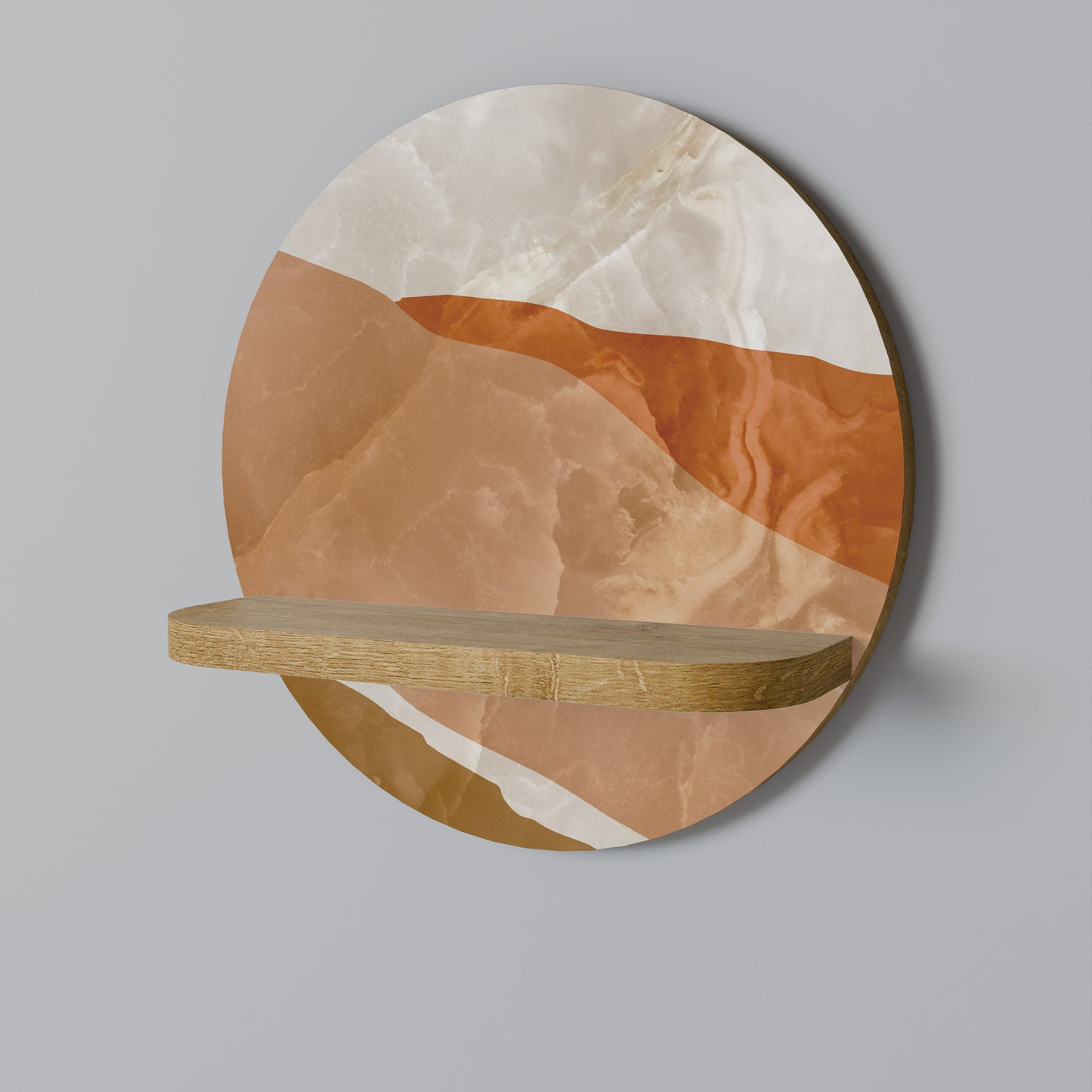 SANDHILLS SPLENDOUR Round Art Shelf In Oak Effect