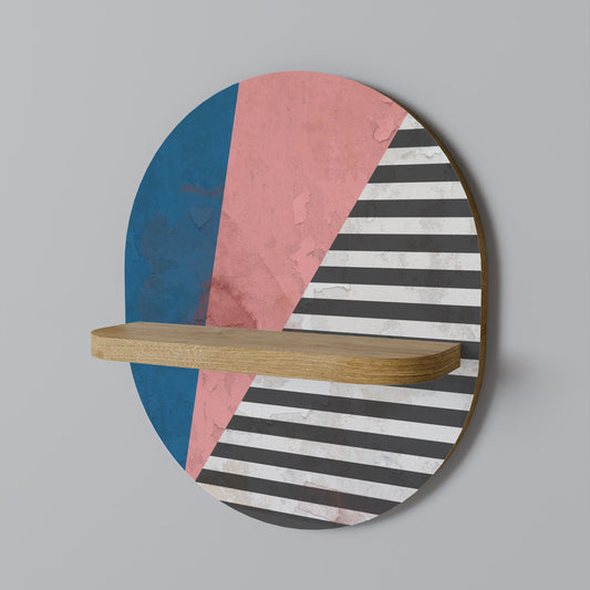 GLAMOROUS STRIPE Oval Art Shelf In Oak Effect