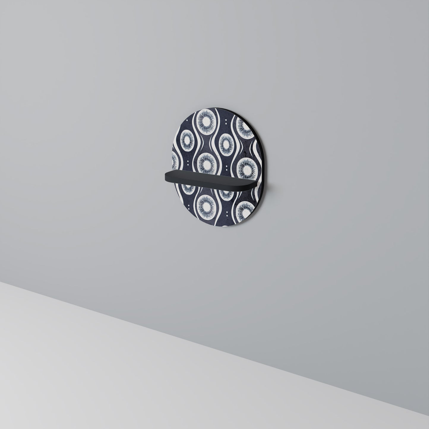 GRAPHITE EYES Oval Art Shelf In Black Finish