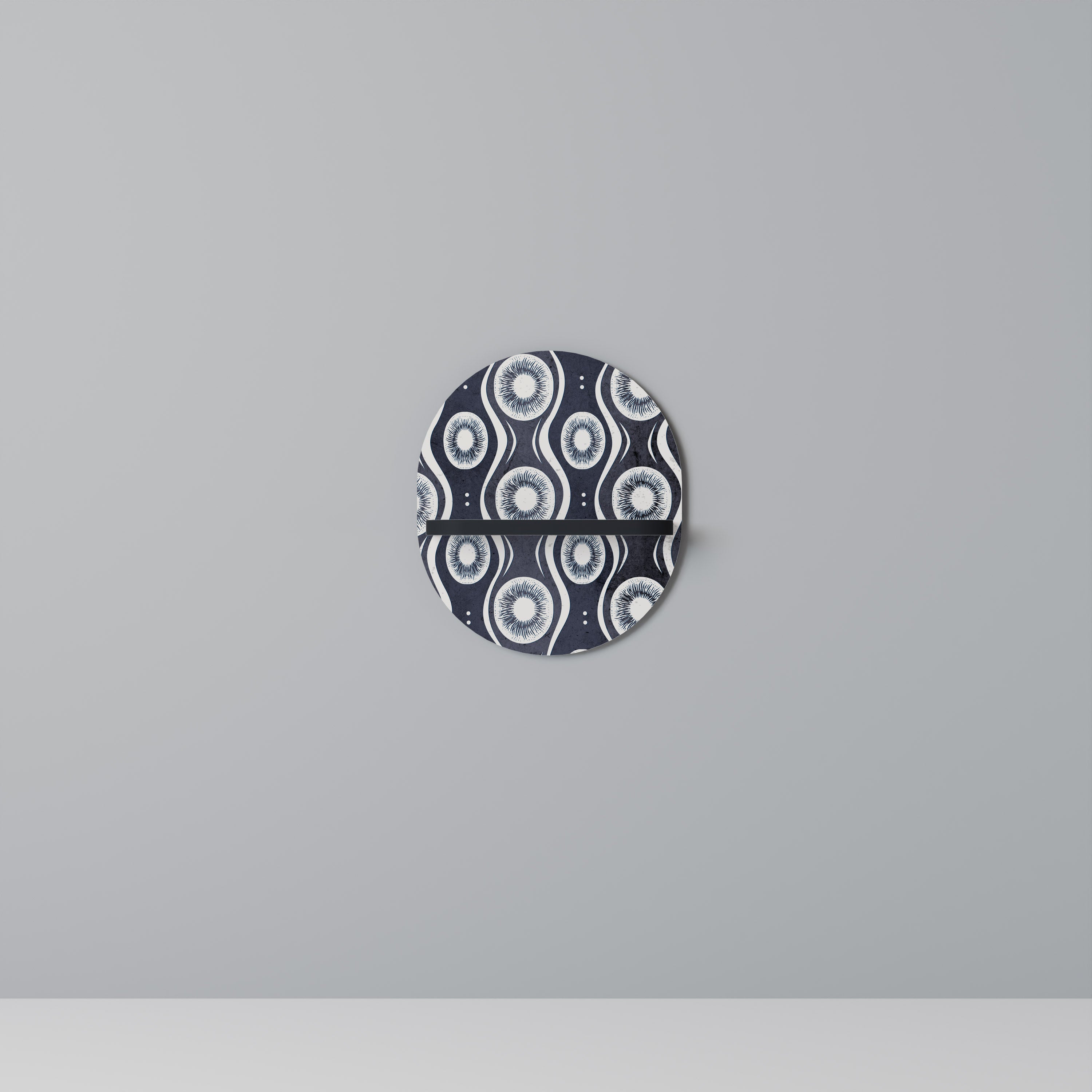GRAPHITE EYES Oval konsthylla i svart finish
