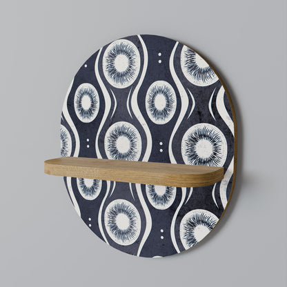 GRAPHITE EYES Oval Art Shelf In Oak Effect