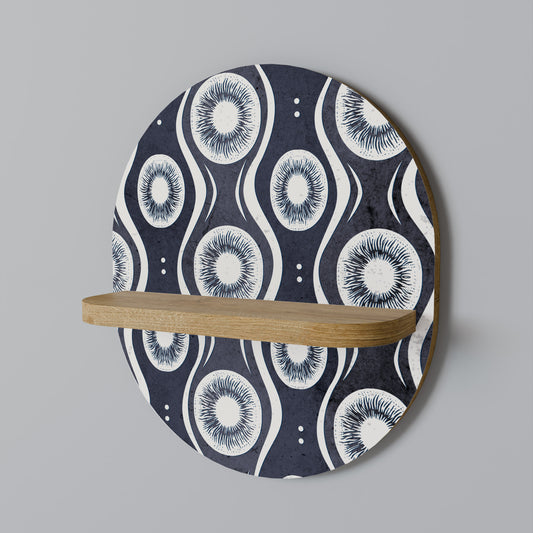 GRAPHITE EYES Oval Art Shelf In Oak Effect