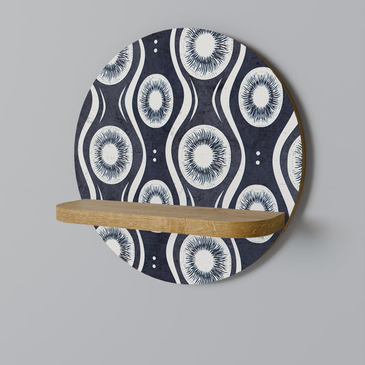 GRAPHITE EYES Round Art Shelf In Oak Effect