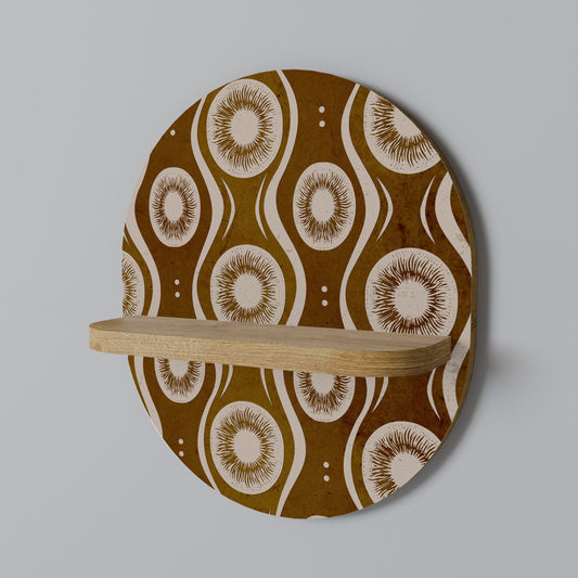 BROWN EYES Oval Art Shelf In Oak Effect