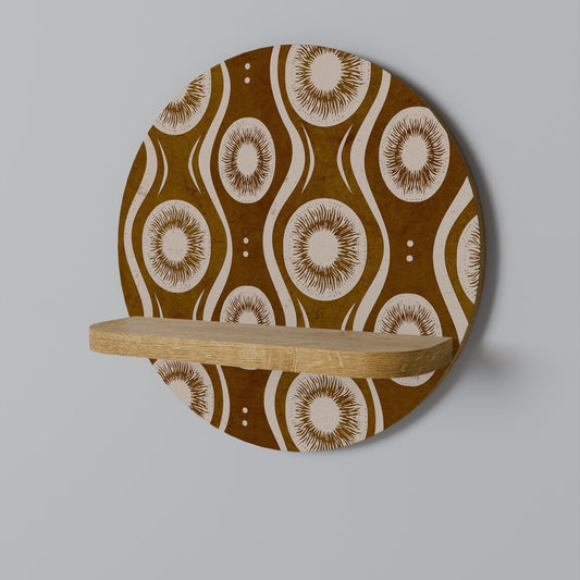 BROWN EYES Round Art Shelf In Oak Effect