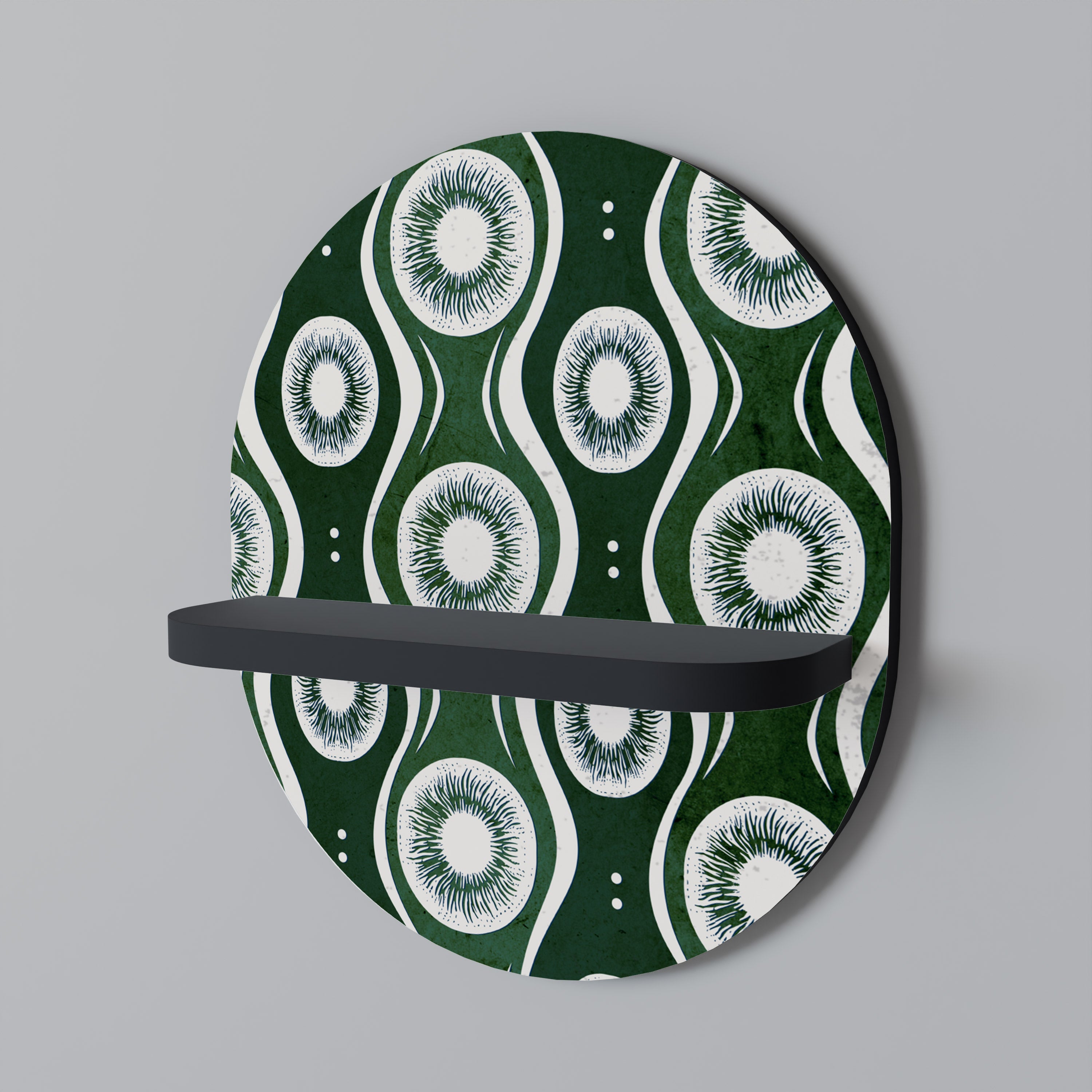 GREEN EYES Oval konsthylla i svart finish
