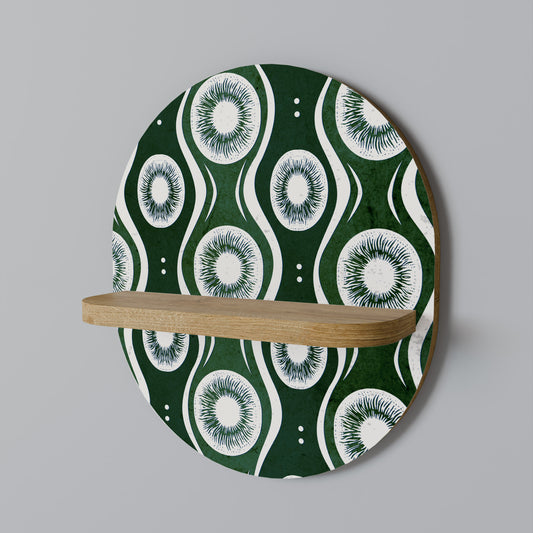 GREEN EYES Oval Art Shelf In Oak Effect