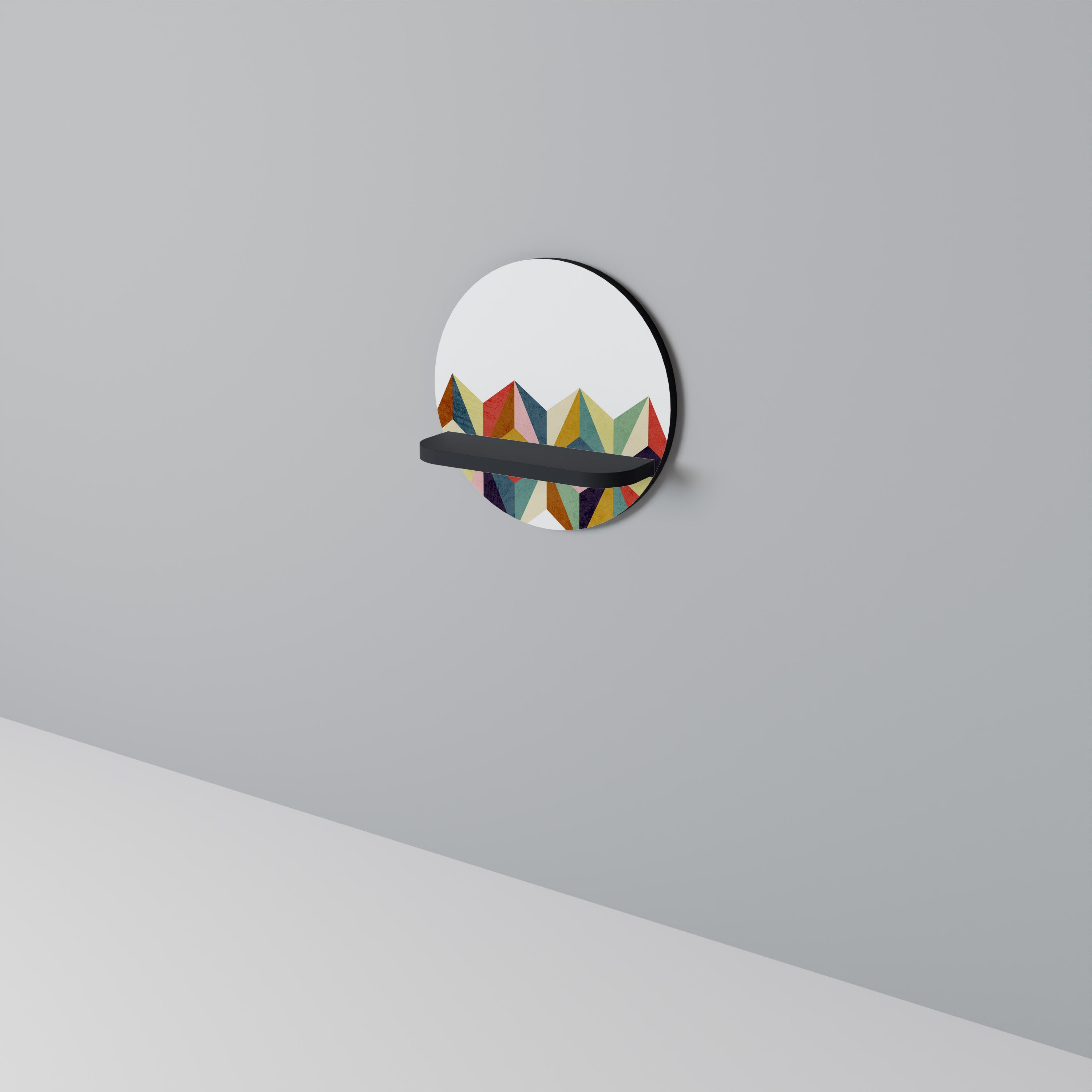 TESSELATE TREASURES Rund konsthylla i svart finish