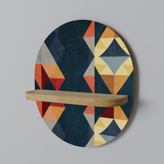 CRACKED ILLUSION Oval Art Shelf In Oak Effect