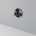 CRACKED ILLUSION Round Art Shelf In Black Finish