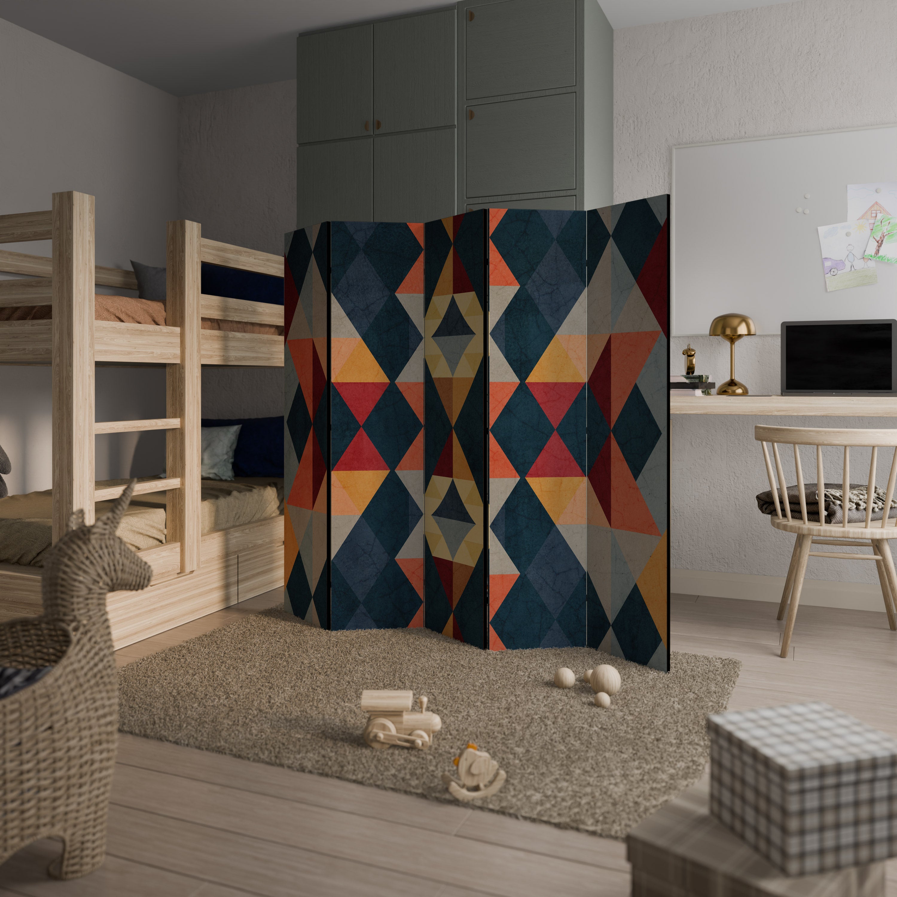 CRACKED ILLUSION 5-Panel Room Divider