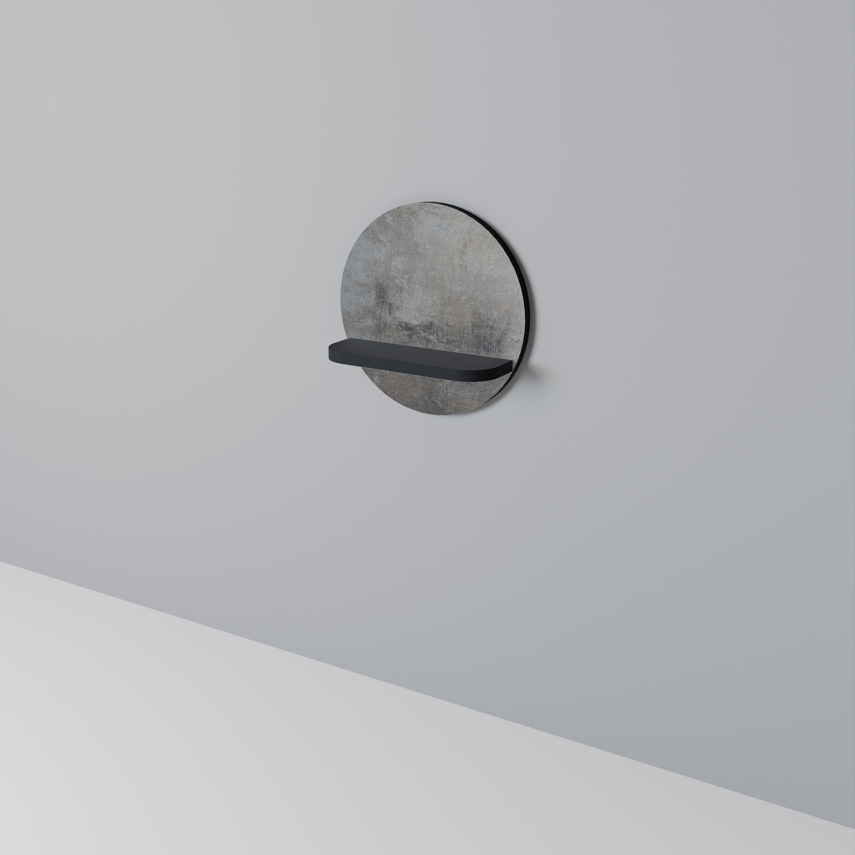 BETONGVÄGG Rund konsthylla i svart finish