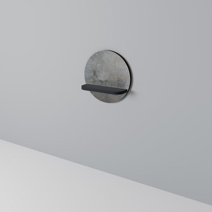 CONCRETE WALL Round Art Shelf In Black Finish