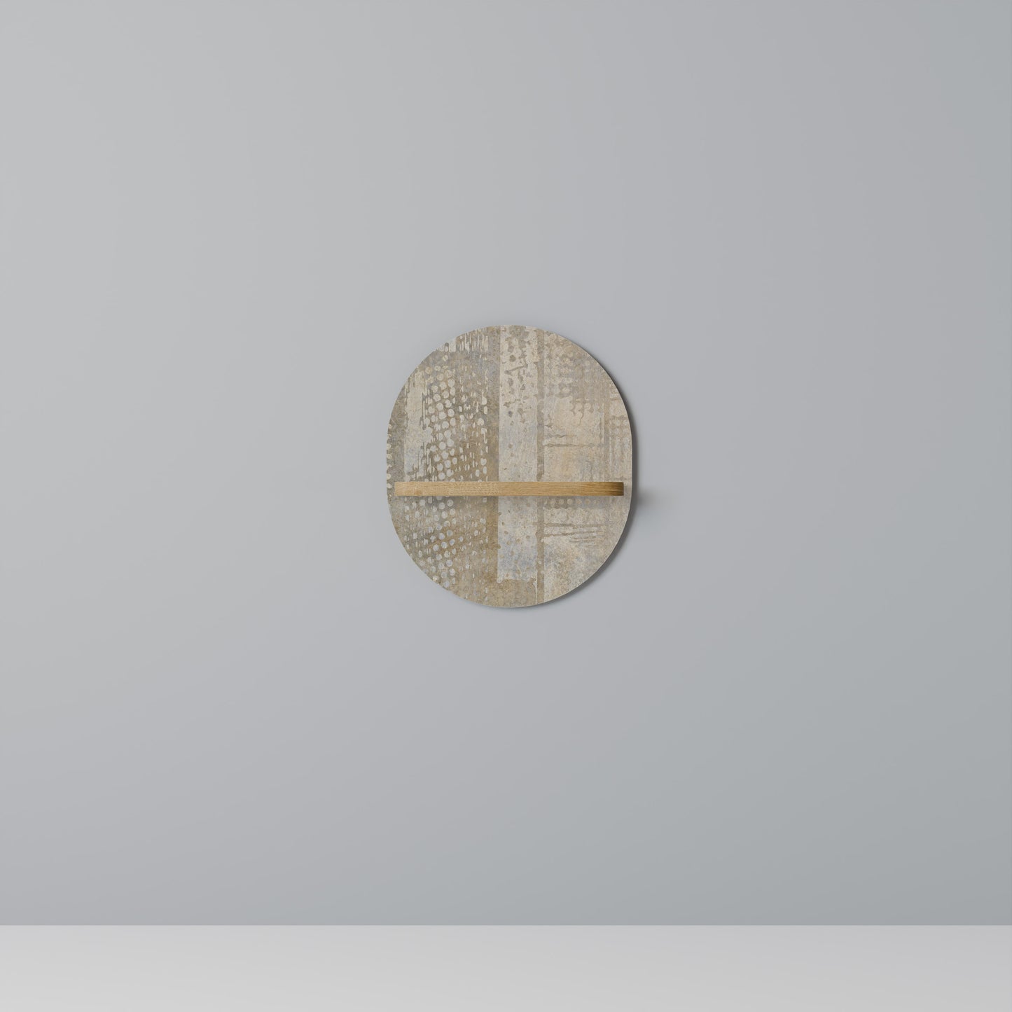 SCREEN ERROR Oval Art Shelf In Oak Effect