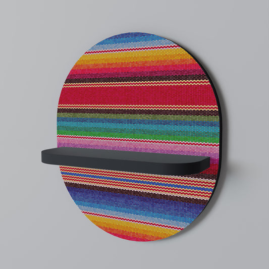 ETHNIC MEXICAN Oval Art Shelf In Black Finish