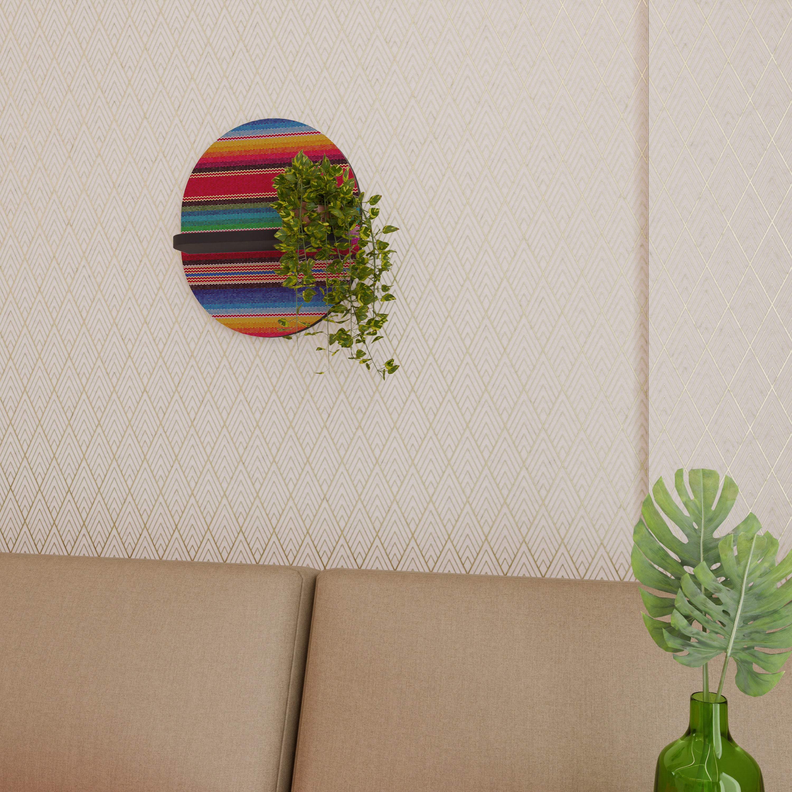 ETNIC MEXICAN Oval konsthylla i svart finish