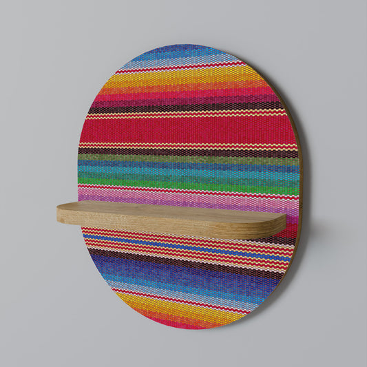 ETHNIC MEXICAN Oval Art Shelf In Oak Effect