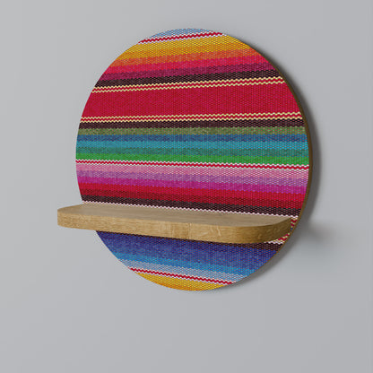 ETHNIC MEXICAN Round Art Shelf In Oak Effect