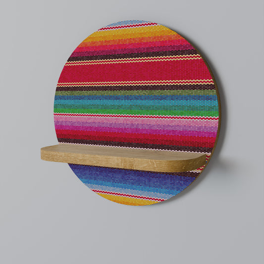 ETHNIC MEXICAN Round Art Shelf In Oak Effect