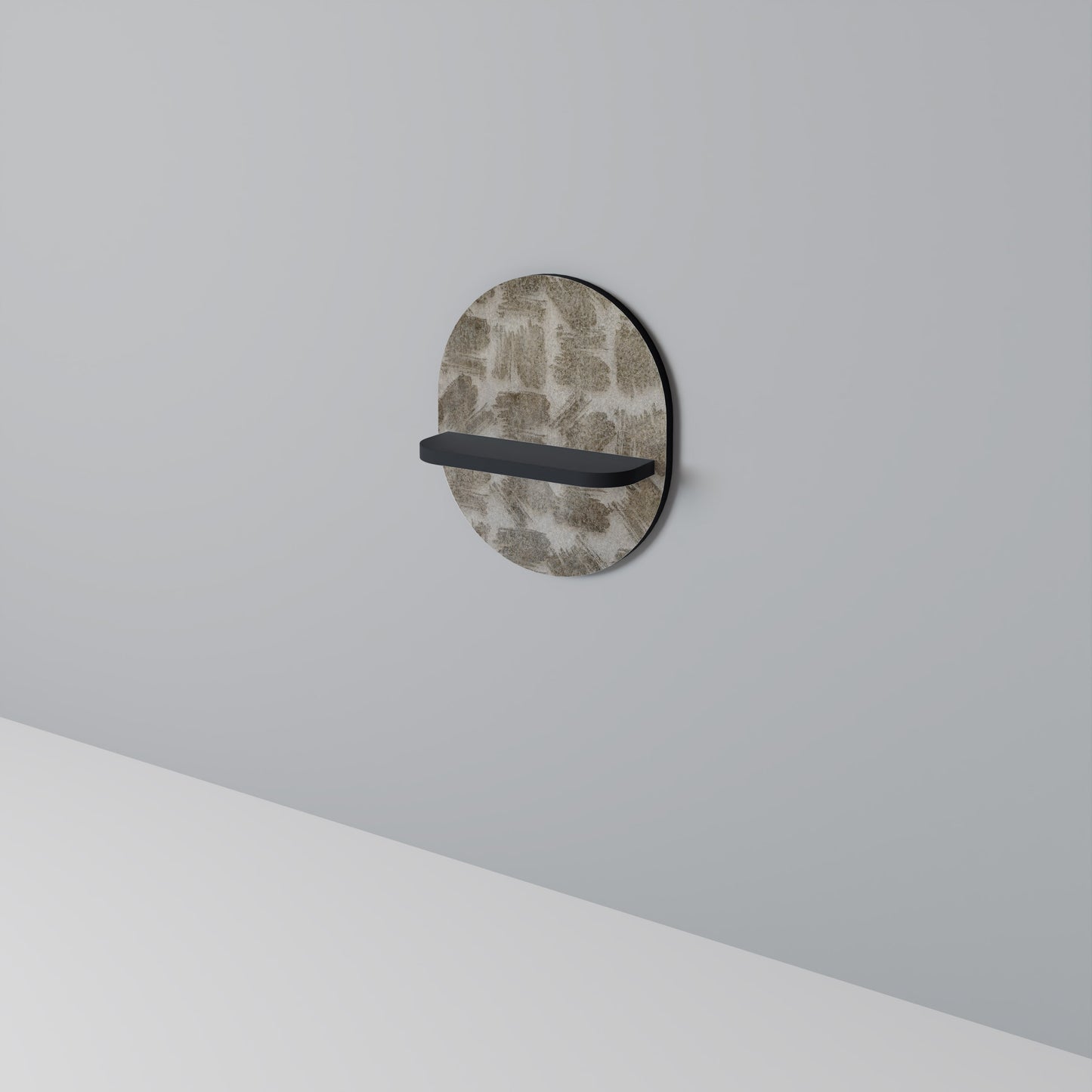 SLIGHTLY BLURRED Oval Art Shelf In Black Finish