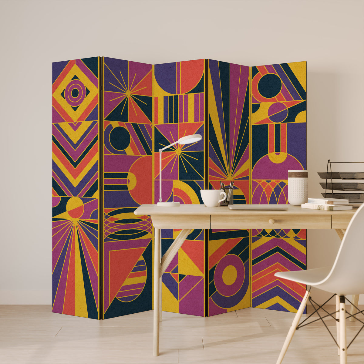 ELECTRIC PATTERNS Dekorativ rumsavdelare – 5 paneler