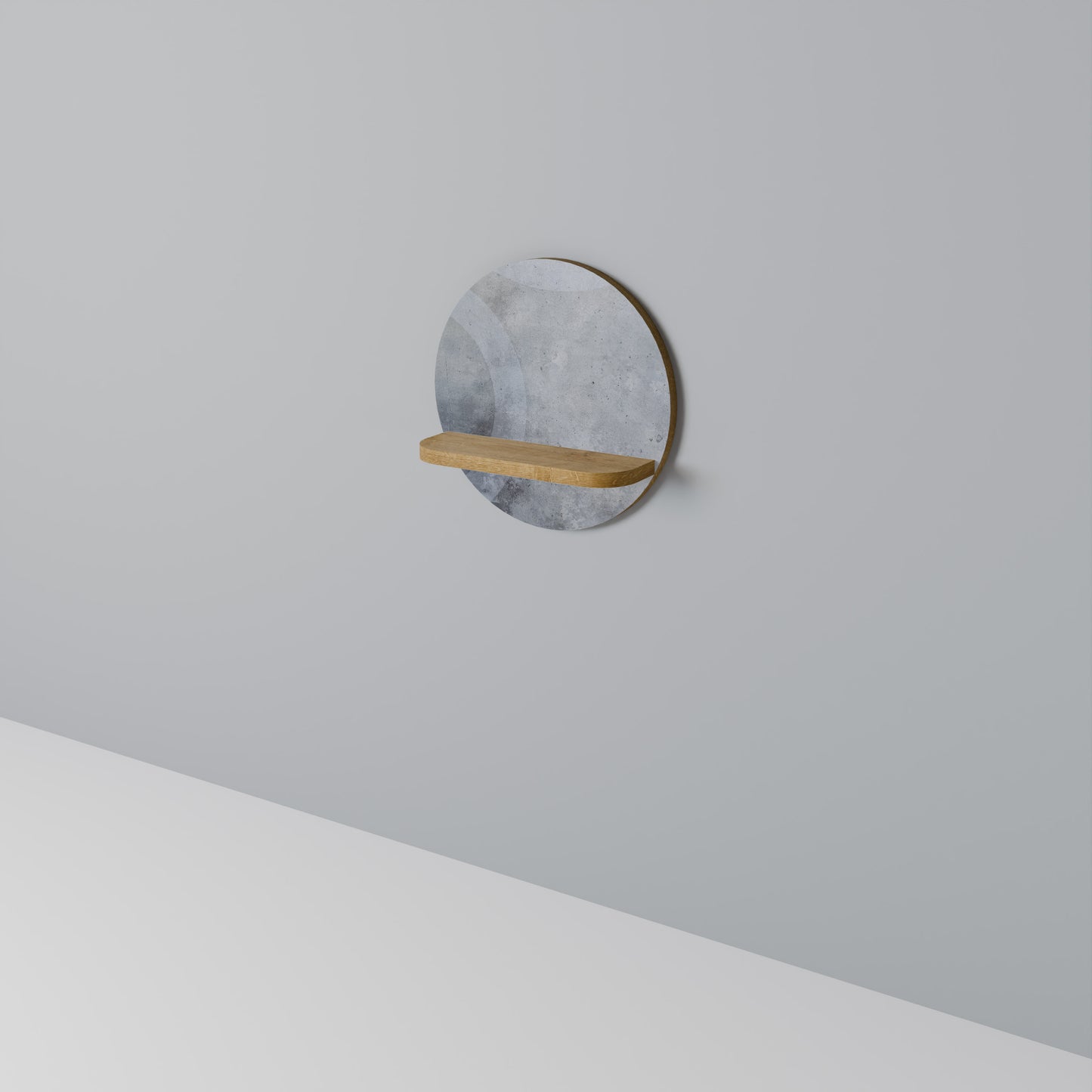 MUTED ARC Round Art Shelf In Oak Effect