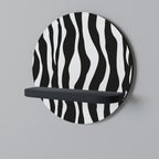 ZEBRA ECHOES Round Art Shelf In Black Finish
