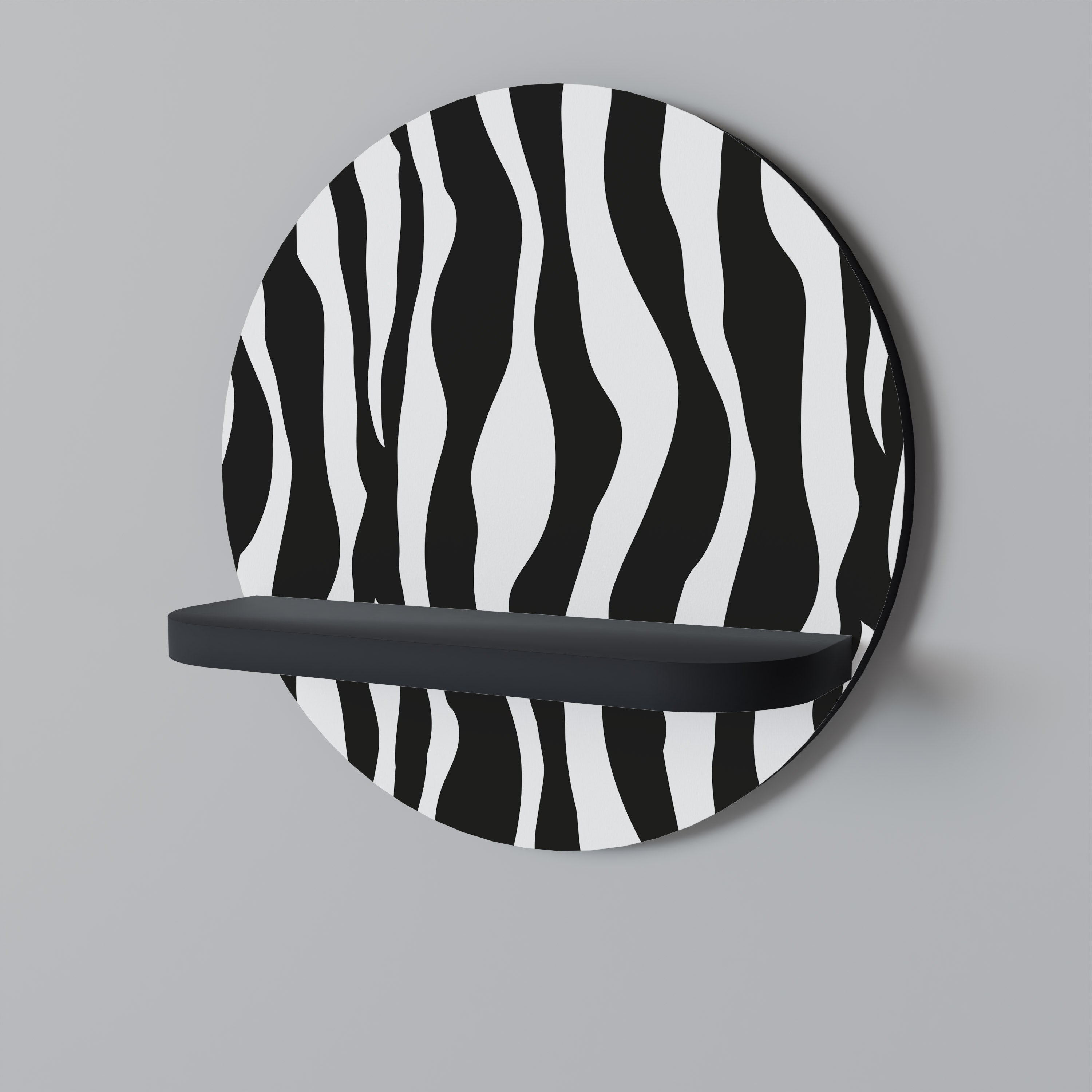 ZEBRA ECHOES Rund konsthylla i svart finish