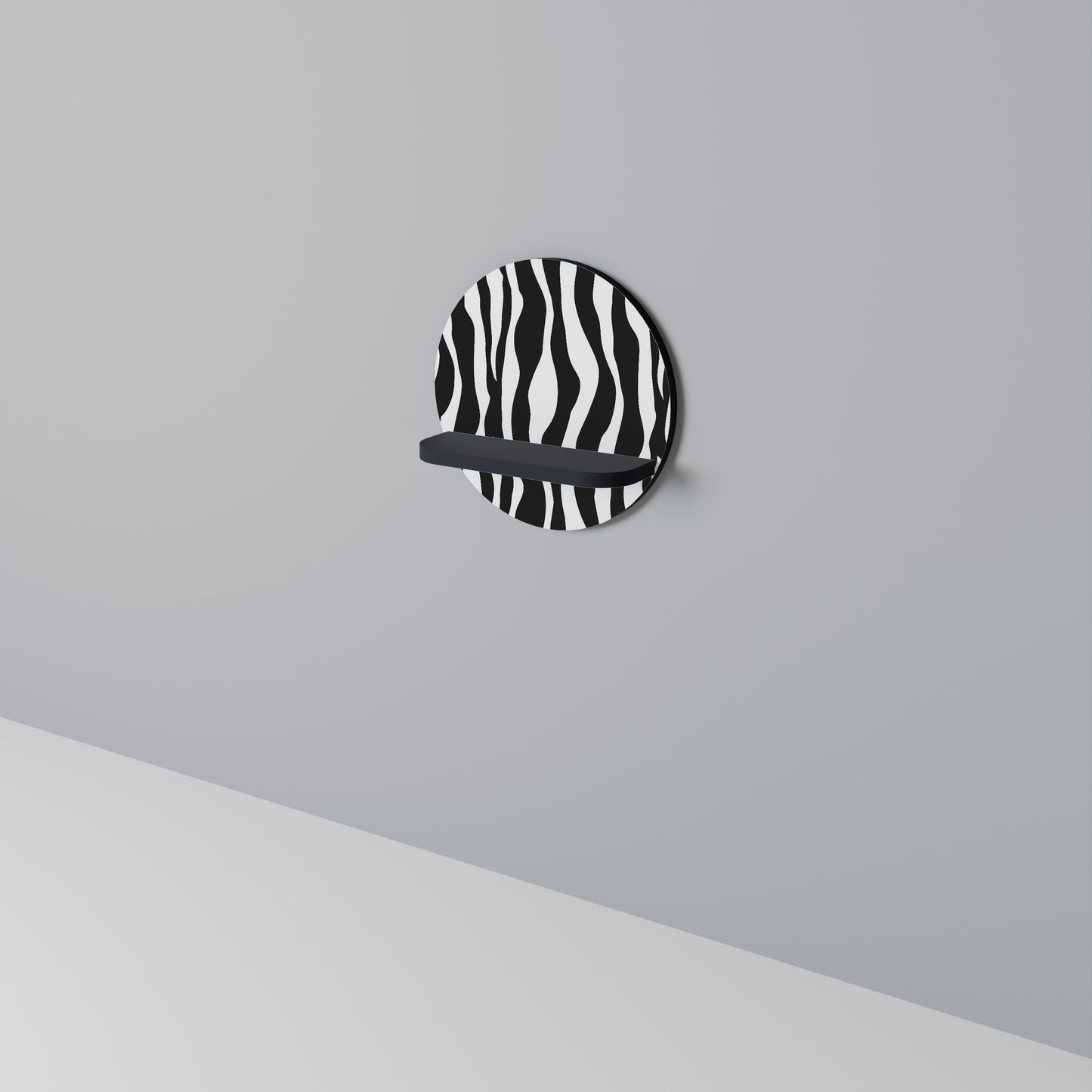 ZEBRA ECHOES Rund konsthylla i svart finish