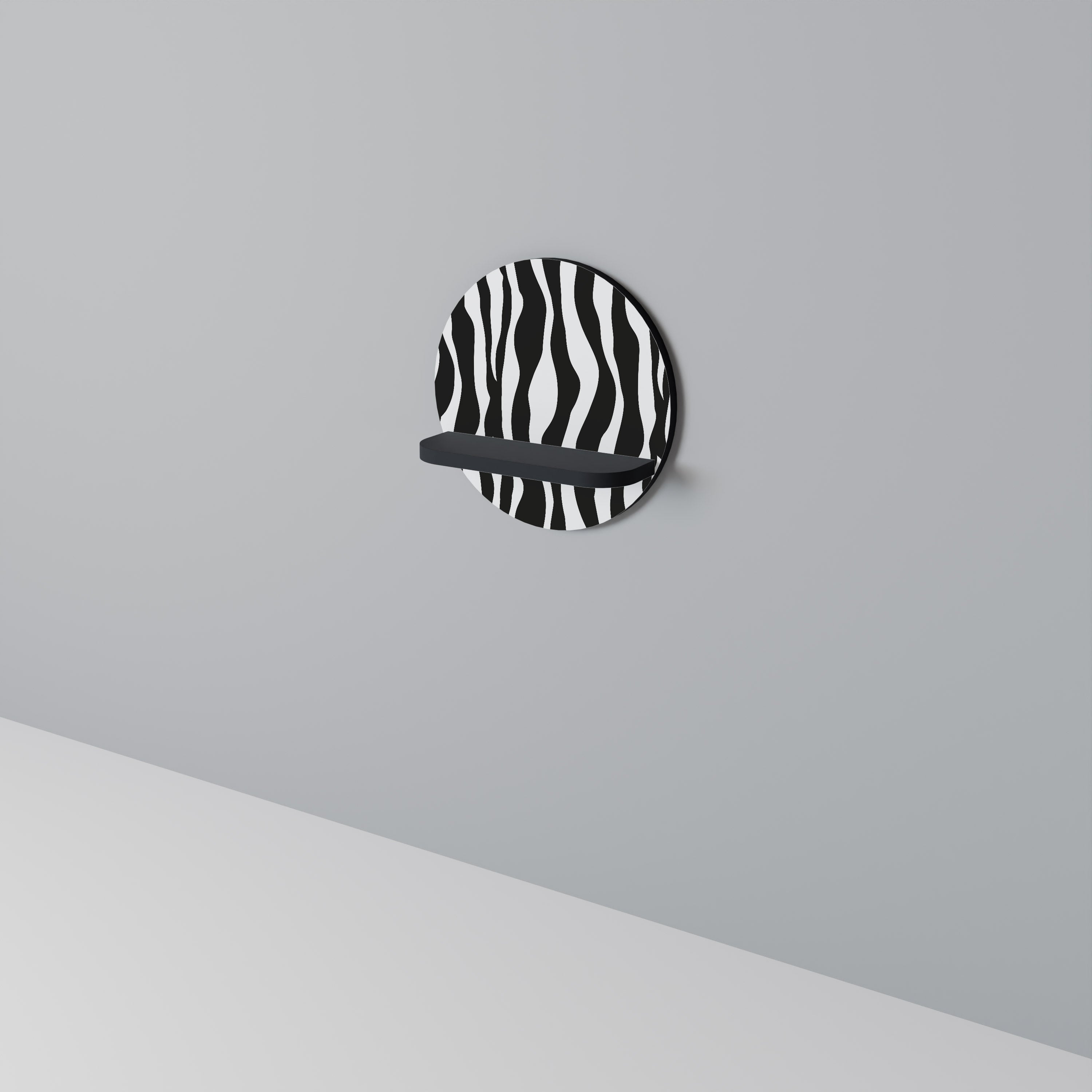 ZEBRA ECHOES Rund konsthylla i svart finish