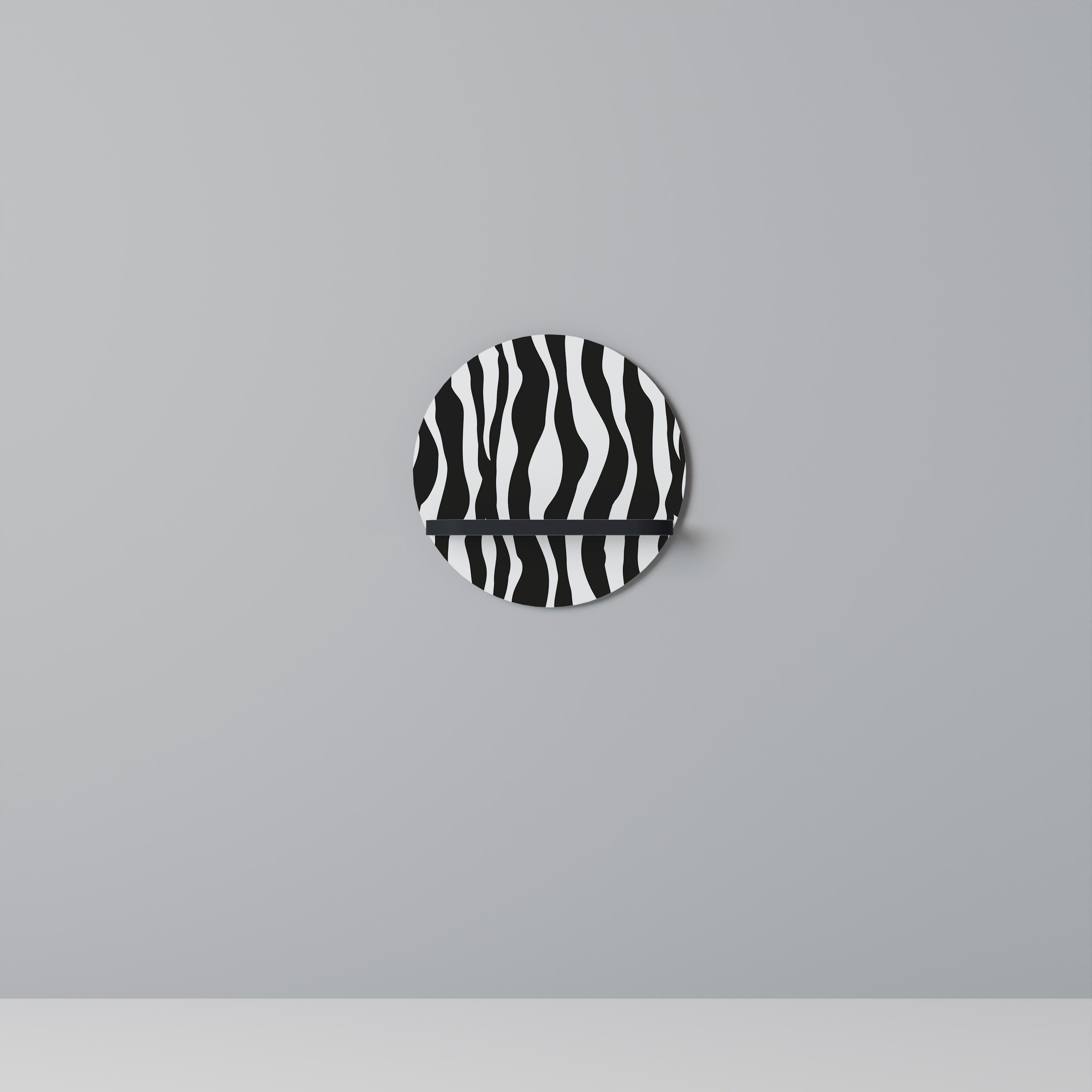ZEBRA ECHOES Rund konsthylla i svart finish