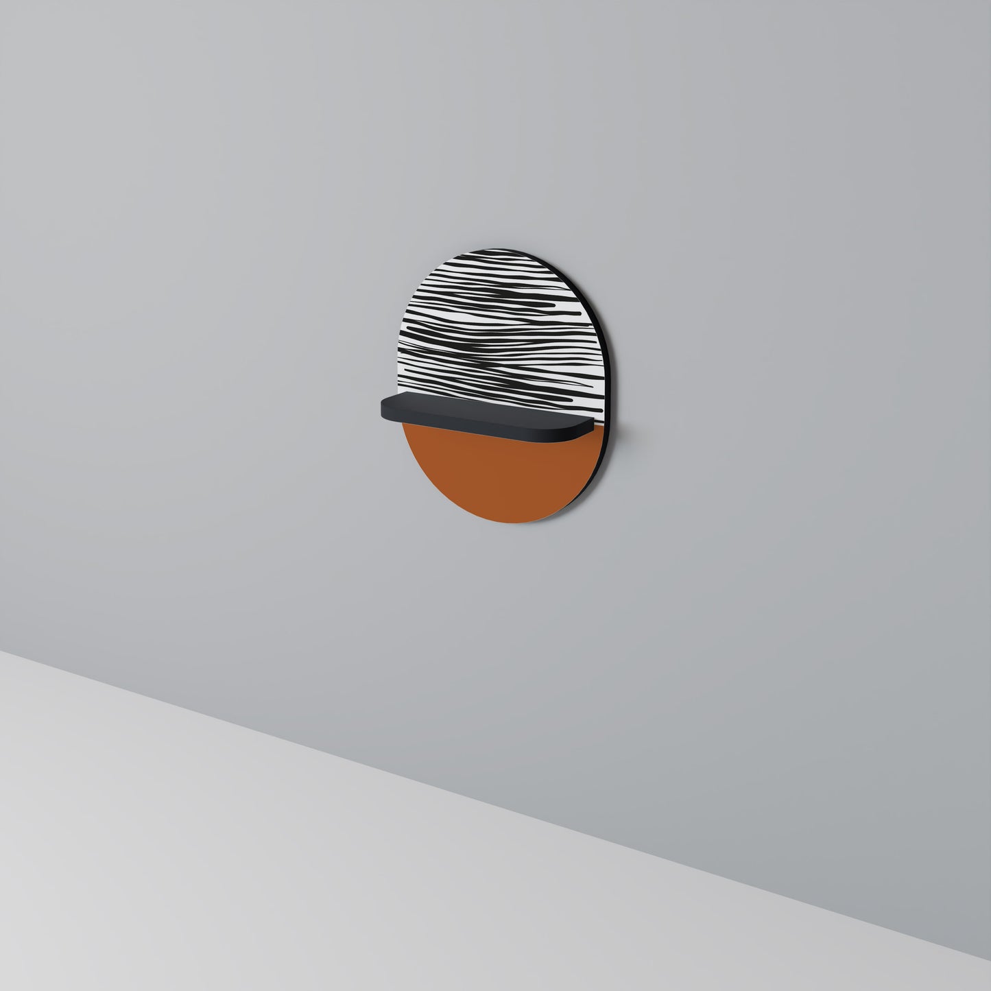 RADIANT ZEBRA Oval Art Shelf In Black Finish