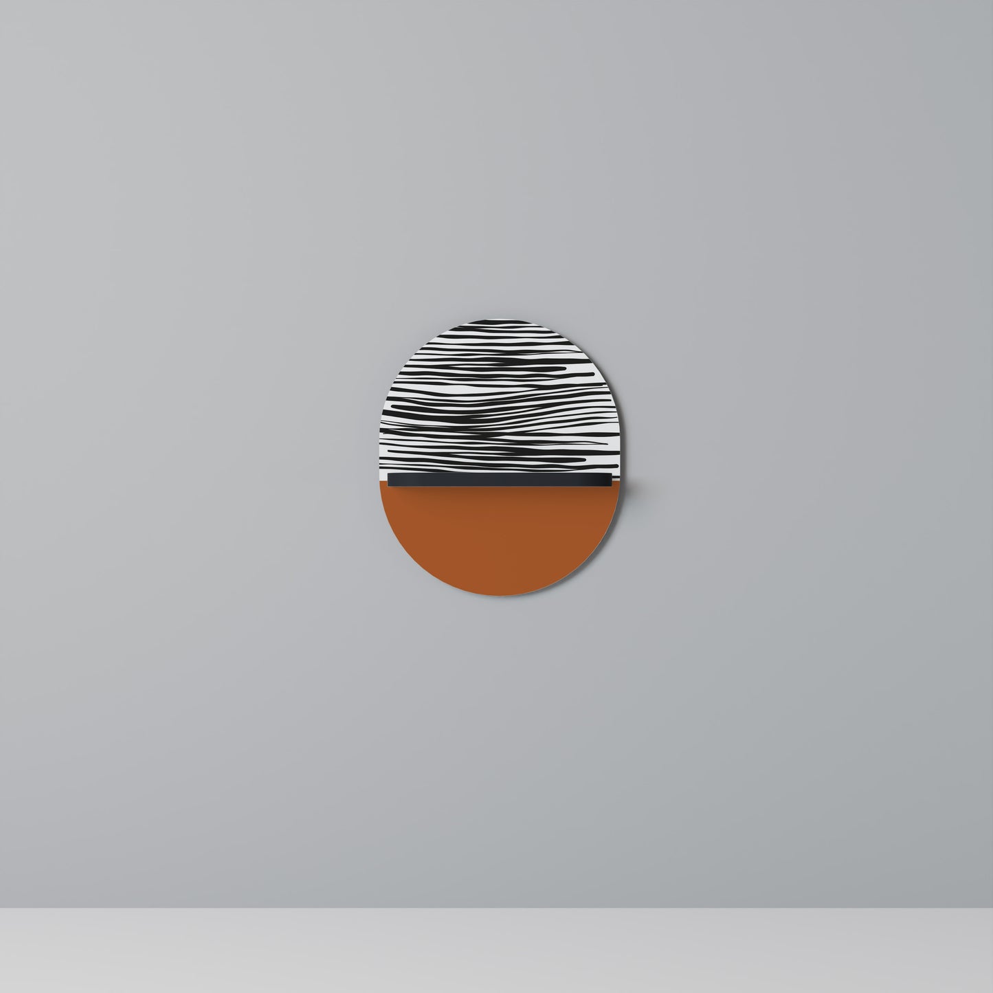 RADIANT ZEBRA Oval Art Shelf In Black Finish